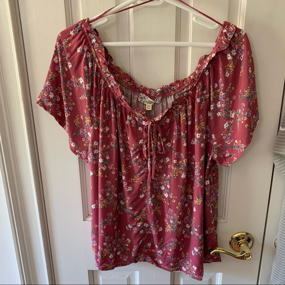 NWT PINK REPUBLIC Size XXL Pink Floral Peasant Top